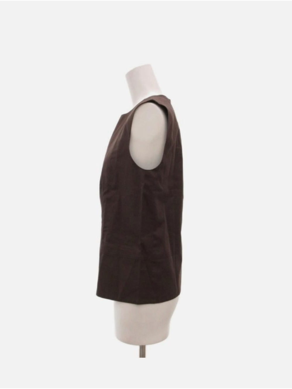 HERMES Gaultier Era Sleeveless Blouse Boxy Brown Size 34 - Picture 3 of 8